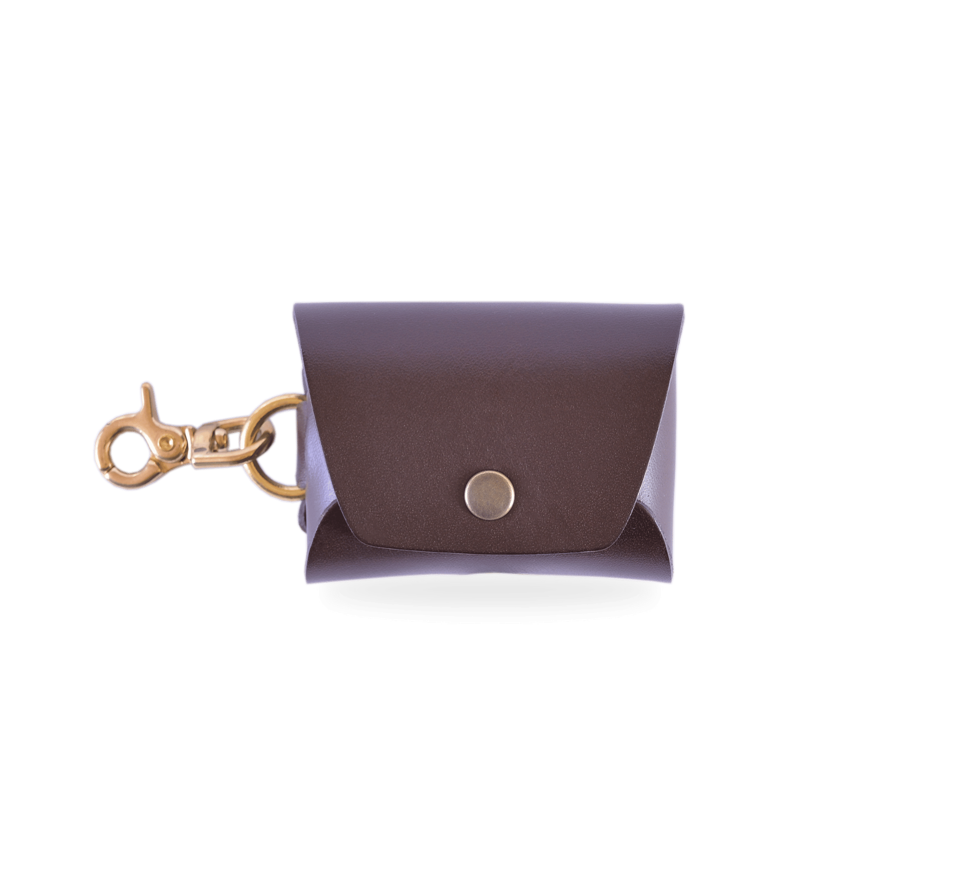 Case for AirPods in dark brown full-grain leather with messing clip, fits for AirPods Pro 2, AirPods Pro 3 and AirPods 4. Personalisation with Monogram.