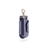 Leather Black Key Holder with Brass Clip on transparent background