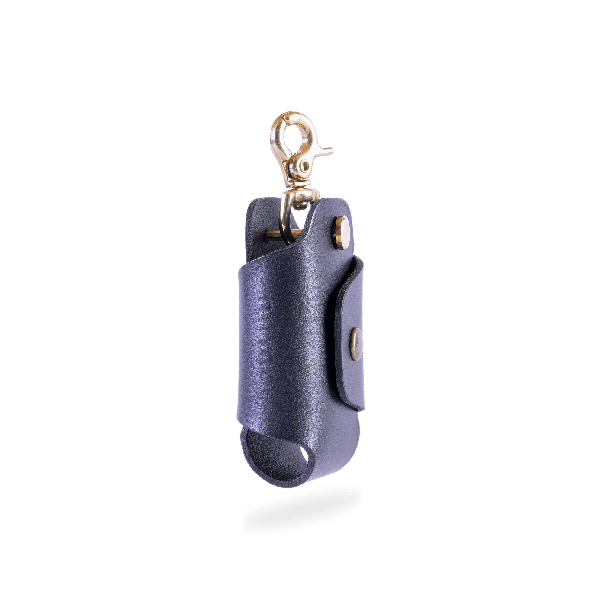 Leather Black Key Holder with Brass Clip on transparent background